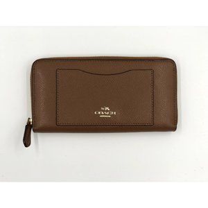 Coach Accordion Zip Wallet Brown with Gold Hardware